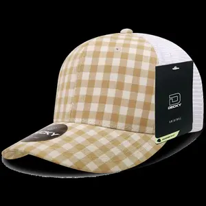 212 MAIN Unisex Cotton-Nylon 6 Panel Mid Crown Structured Plaid Snapback Trucker Hat, Mesh & Sweatband, 6017-146 146-White, 1 Size Fits Most