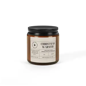Christmas Warmth Candle: Affirmation Candle, Vegan Soy Wax (Multi-Size, Amber Jar 4oz)