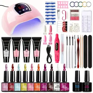 LIMEGIRL Gel Nail Polish Set with UV Lamp 35-Piece Classic Pink, White, Nude and Blue-Purple Gel Polish Set with Manicure Tools Suitable for All Seasons The Perfect Gift for Nail Enthusiasts