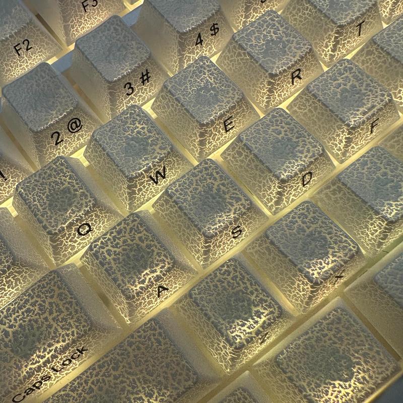 【Keycap Only】FURYCUBE Crakle Coated Translucent Keycaps 112 Keys Cherry Height Textured feel Mehcanical keyboard keycap, Cool Funny beautiful keycaps, for gaming/office/student, gift