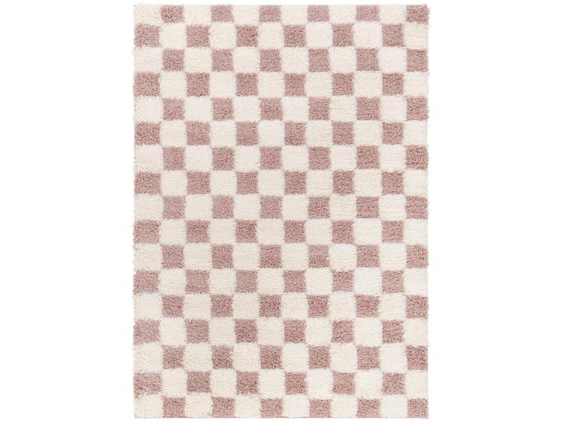 Livabliss USG2347-6796 Home Decorative Rug - 6ft7in x 9ft6in Machine-Woven Polypropylene Soft Shaggy Modern Rectangle, Cream & Blush Pink, Indoor Area Rug for Modern Home Living Room Mat Room Decor
