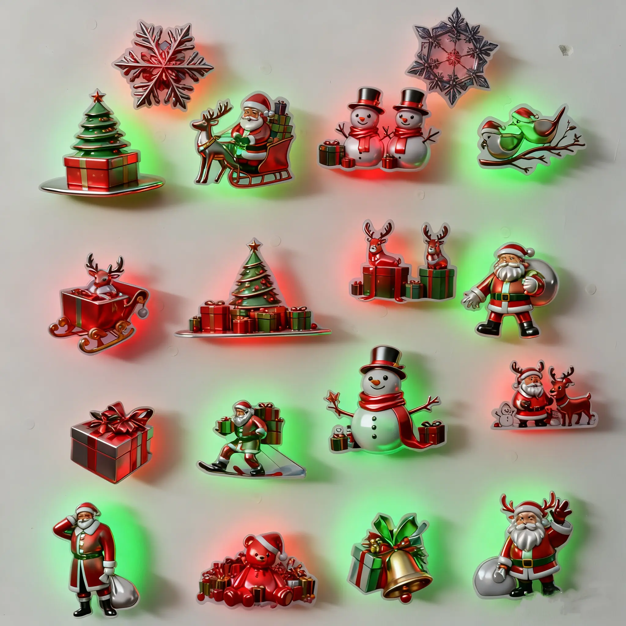3D Glow-in-the-Dark Christmas Wall Decals - Santa Claus, Reindeer, Snowmen, Snowflakes, Christmas Trees - Luminous Ambient Light Holiday Decoration for Festive Home Decor