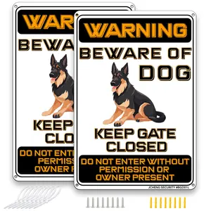 Beware of Dog Signs Aluminum Sign 12x8 Inch 2pack with Mounting Hardware for Home Farm Yard Garden Do Not Enter Keep Out Sign Black tin sign Aluminum wall art warning sign yard signs house sign metal wall art decor private property Steel Kit Stainless