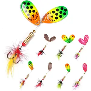 Fishing Spinners Trout Lures for Rivers Rainbow Trout Baits Pulsating Hackle Tail, Pack of 8