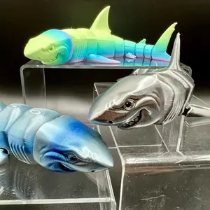 3D Printed Articulated Great White Shark Fidget Figurine Decor