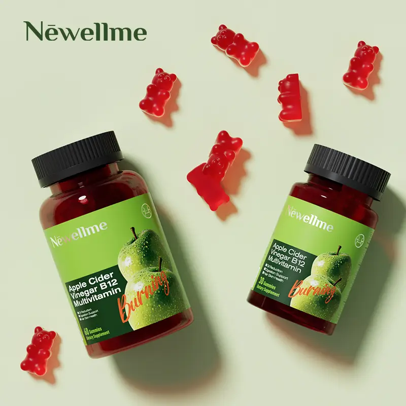 Apple Cider Vinegar Gummy VitaminsCount - Vitamin B12, Gelatin-Free, Gluten-Free, Vegan & Non-GMO,ACV Supplement | Apple Flavor Optimum Edible Dietary