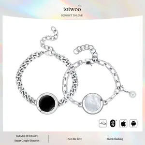 Long Distance Gift for Couples - Totwoo Smart Bracelets Pair | Soulmate Connection with Touch Vibration & Light for Reminders | Valentine's, Anniversary, Birthday Gift for Him/Her
