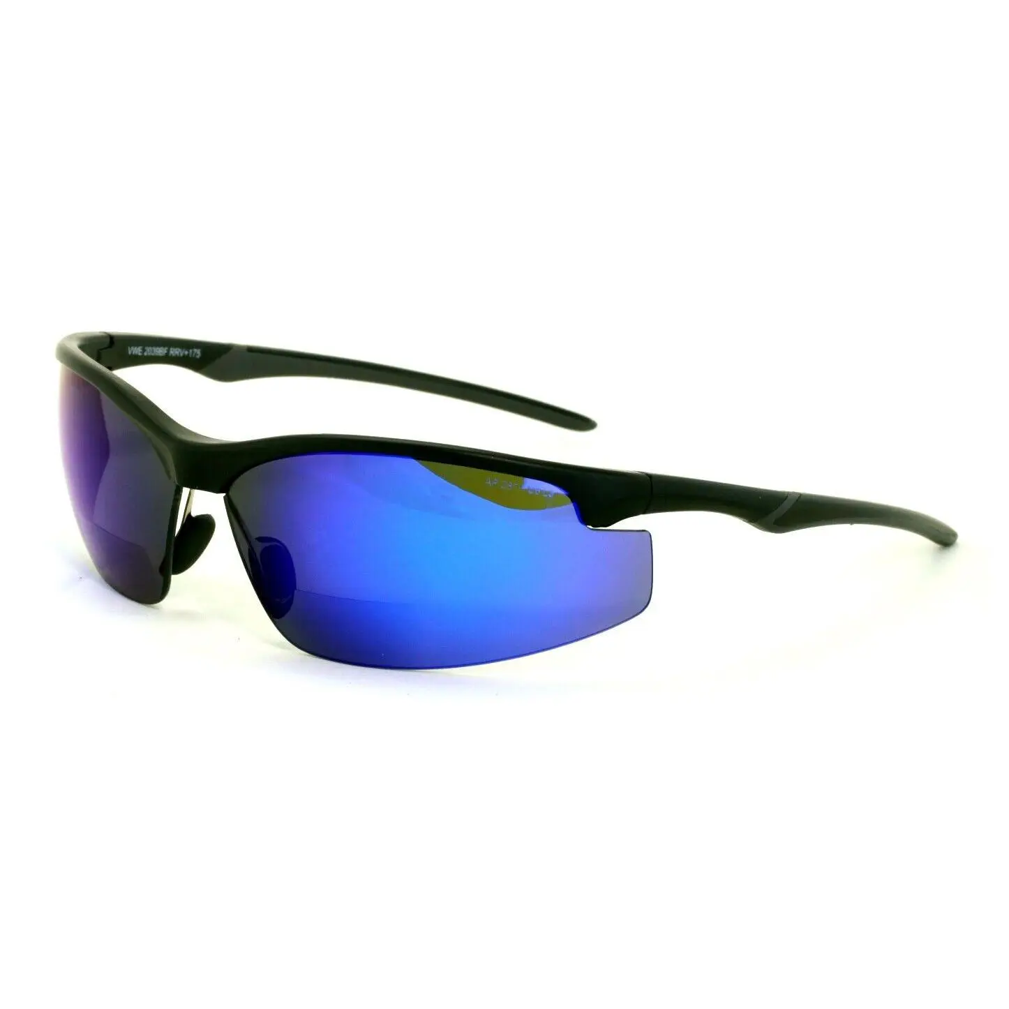 Blue Mirror BIFOCAL Sport Half Rim Reading Sunglasses - ANSI 87 Certified Safety