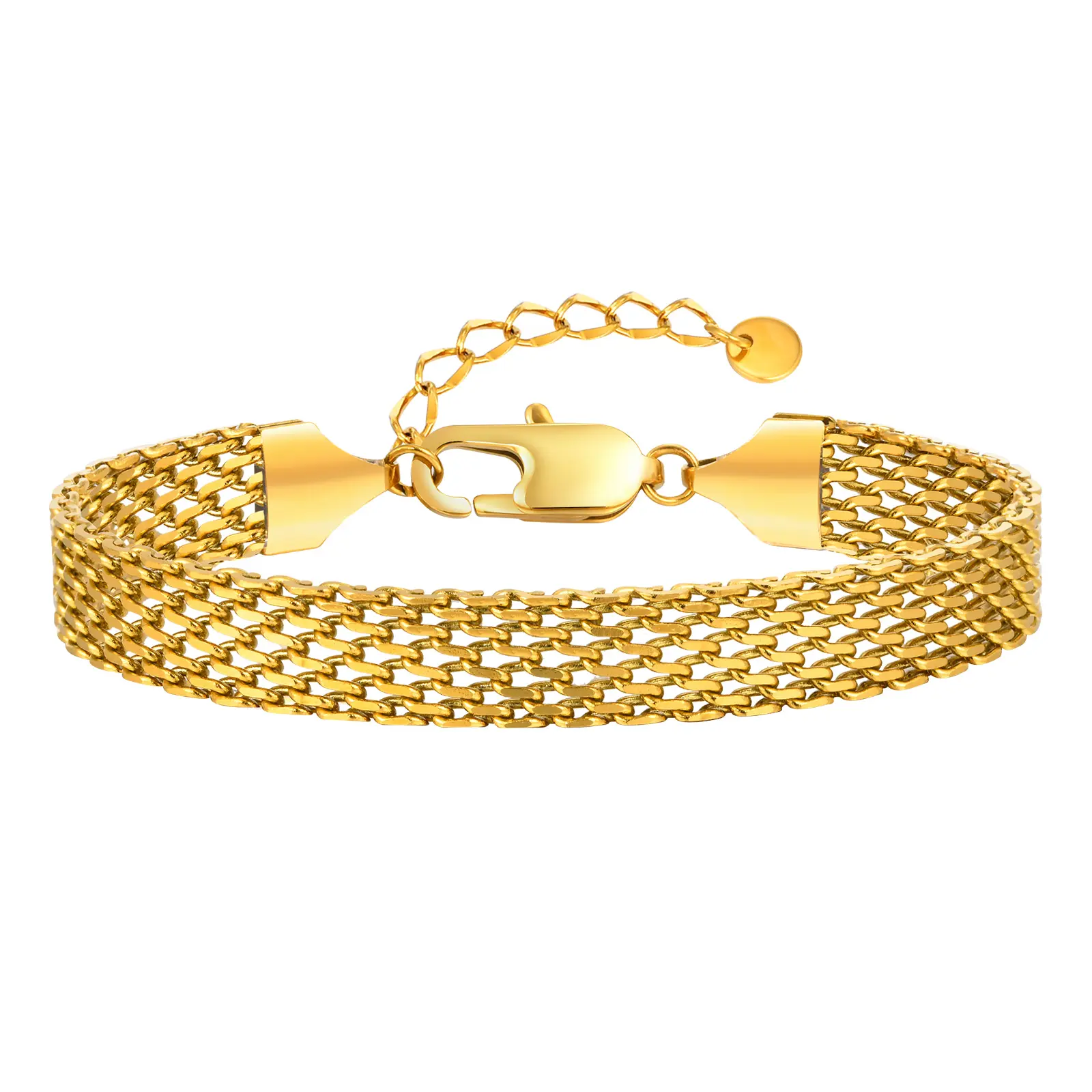 Waterproof Watch Strap Chain Bracelet, 14K Gold Plated Chunky Link Bracelet, Adjustable Stainless Steel Dainty Statement Jewelry, Lightweight Fashion Accessory for Women