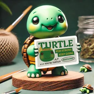 Positive Turtle - Inspirational Turtle Figurine 4 Inch  Desk Decor with Positive Message Sign - Motivational  for All Ages (Turquoise)