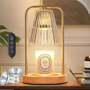 Candle Warmer Lamp with Timer, Electric Candle Lamp Warmer for Jar Candles, Dimmable Wax Melt Warmer with 2 Bulbs, Mom Christmas Gifts Birthday House Warming Gifts New Home, Vintage Home Bedroom Decor