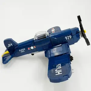 Military Series F4u Corsair Carrier Based Aircraft Building Block Model, Stem Building Blocks, Classic Propeller Aircraft Toy, Birthday Gift