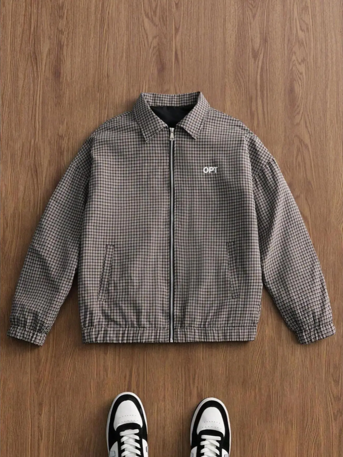 Preppy Blue Gingham Coach Jacket | Retro 90s Oversized Zip-Up SpringStatements