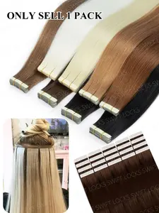 Blonde Tape in Hair Extensions, Synthetic Hair #613 Bleach Blonde, 20pcs 50g Double Side Seamless Remy Hair Pieces