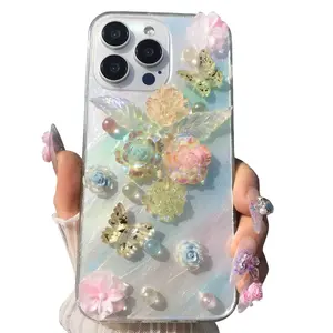 Butterfly & Flower Decor Phone Case, Soft TPU Cellphone Protective Cases, Total Protective Shockproof Mobile Phone Cover for Smartphone iPhone 11 12 13 14 15 16 Pro Max/Pro/Plus Accessories