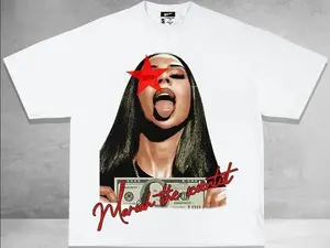 FEEGO Mariahh The Scientistt Star Red T-shirt, Music Graphic T-shirt Classic Cotton Graphic Concert T-Shirt