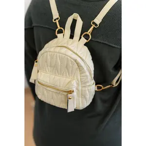 Take It With You Quilted Mini Backpack in Cream