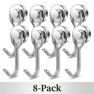 Summerwins Heavy Duty Stainless Steel Neodymium Swivel Swing Magnetic Hooks (4/8 Pack) for Refrigerators & Magnetic Surfaces, Home Storage Organizer Bundle with Solid Wood Flip-Top Key-Locked Large Safe, Outdoor Resin Frosted Acrylic Wedding Card Rack