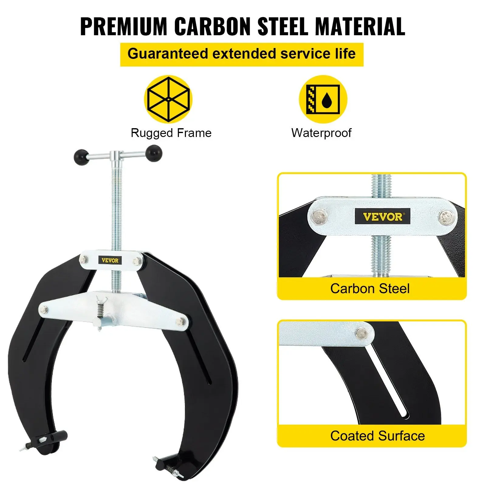 VEVOR Sturdy Carbon Steel Pipe Clamp, 5-12 in, High-Strength Ultra Clamp with Quick-Acting Screws, T-Shaped Handle & Smooth Rollers, Lightweight Tube Alignment Tool for 5"-12" Tubes, Black