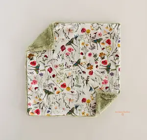 Wildflower Soft Minky Baby Security Blanket, 16 inches by 16 inches
