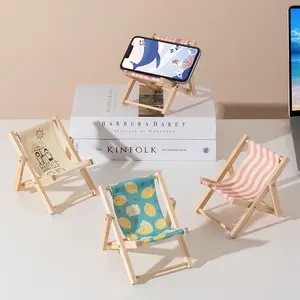 Mini Wooden Beach Chair Phone Stand – Cute Foldable Desktop Phone Holder for iPhone & Android