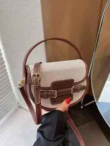 Retro style color blocked hand-held saddle bag, versatile single shoulder crossbody bag with flip design, can accommodate mobile phones, lipstick, suitable for daily commuting and gatherings, Chic Crossbody Purse, Flap Crossbody Purse