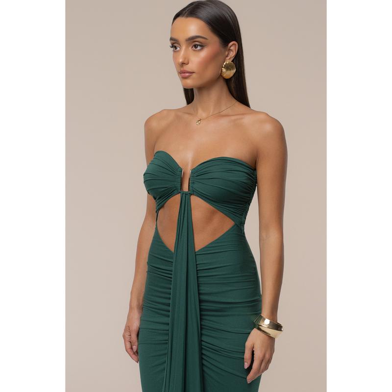 Emerald Atlantis Drape Maxi Dress