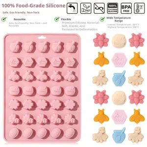 1-piece 35-cavity bee and flower series candy mousse chocolate mold, candy mold, soap mold, food-grade silicone mold, easy-release baking mold1