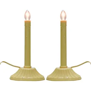 1 Light Electric Window Candles, 2 Pack Christmas Candle Lights with 4 C7 Clear Bulbs(2 Spare), Plug in Electric Candles for Window Christmas Weddings  Table Decorotions,  -2 Pack