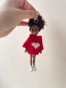 Stylish Girl Bag Charm New Year Keychain, Valentine's Day Heart Pendant for Phone and DIY Accessories, Trendy Street Fashion Decoration