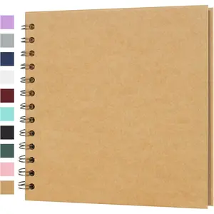 7x7 Inches 40 Pages Hardcover Kraft Paper Photo Album Scrap Book Memory Book Blank DIY Scrapbook Albums for Boyfriend Wedding Baby Travel Anniversary Family, Brown