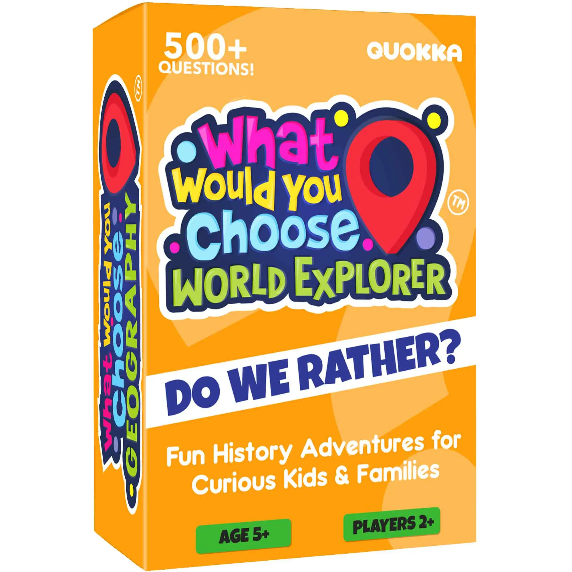 QUOKKA "What Would You Choose?" Geography Edition Question Card Game - 1 Deck (2x3 in Cardboard), 500+ Questions, Ages 6+, 1-Month Play Value, All-Seasons Card Games for Families