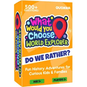 QUOKKA "What Would You Choose?" Geography Edition Card Game - Cardboard Cards, Geography Quiz, Ages 6+, Pick-Your-Answer Family Games for Talkative Playtime