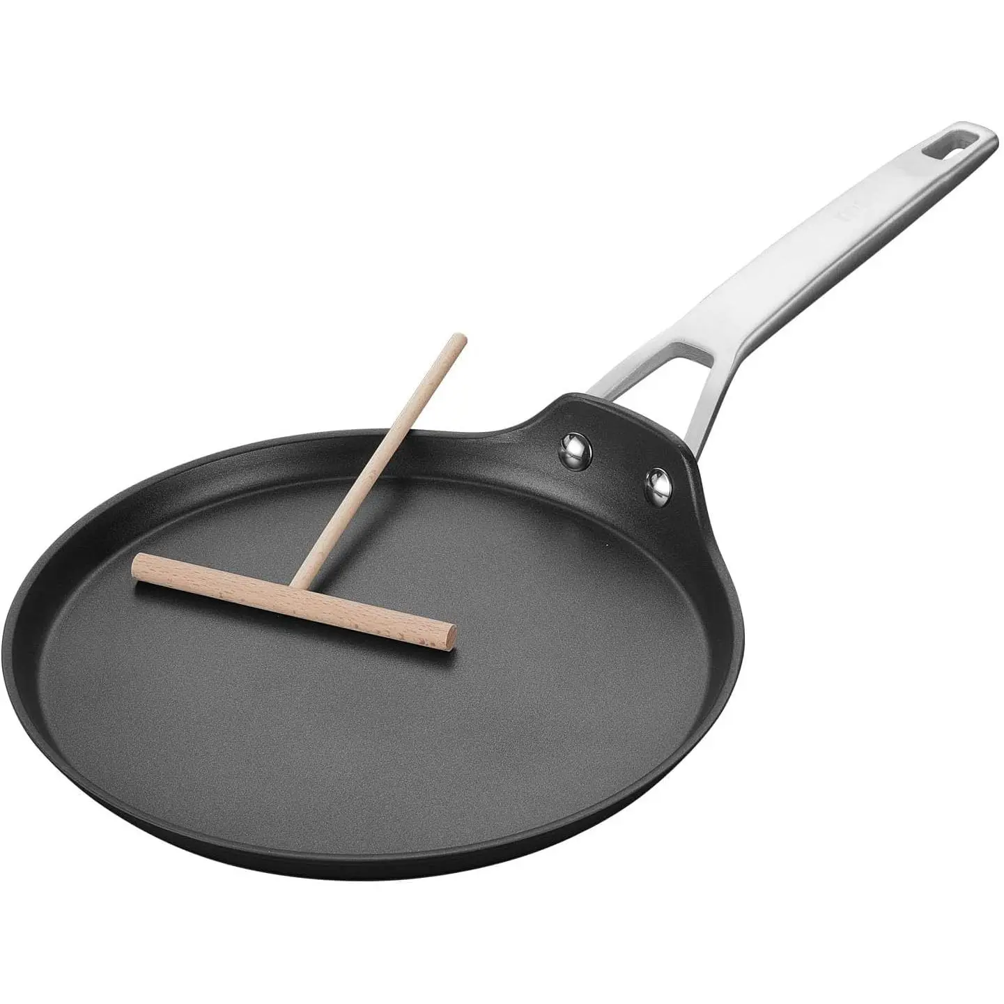 9.5 Inch Titanium-Ceramic Nonstick Crepe Pan with Spreader - Kitchen Flat Skillet for Pancakes, Dosa, Tortillas, Induction Compatible, PFOA Free, Oven Safe to 700°F