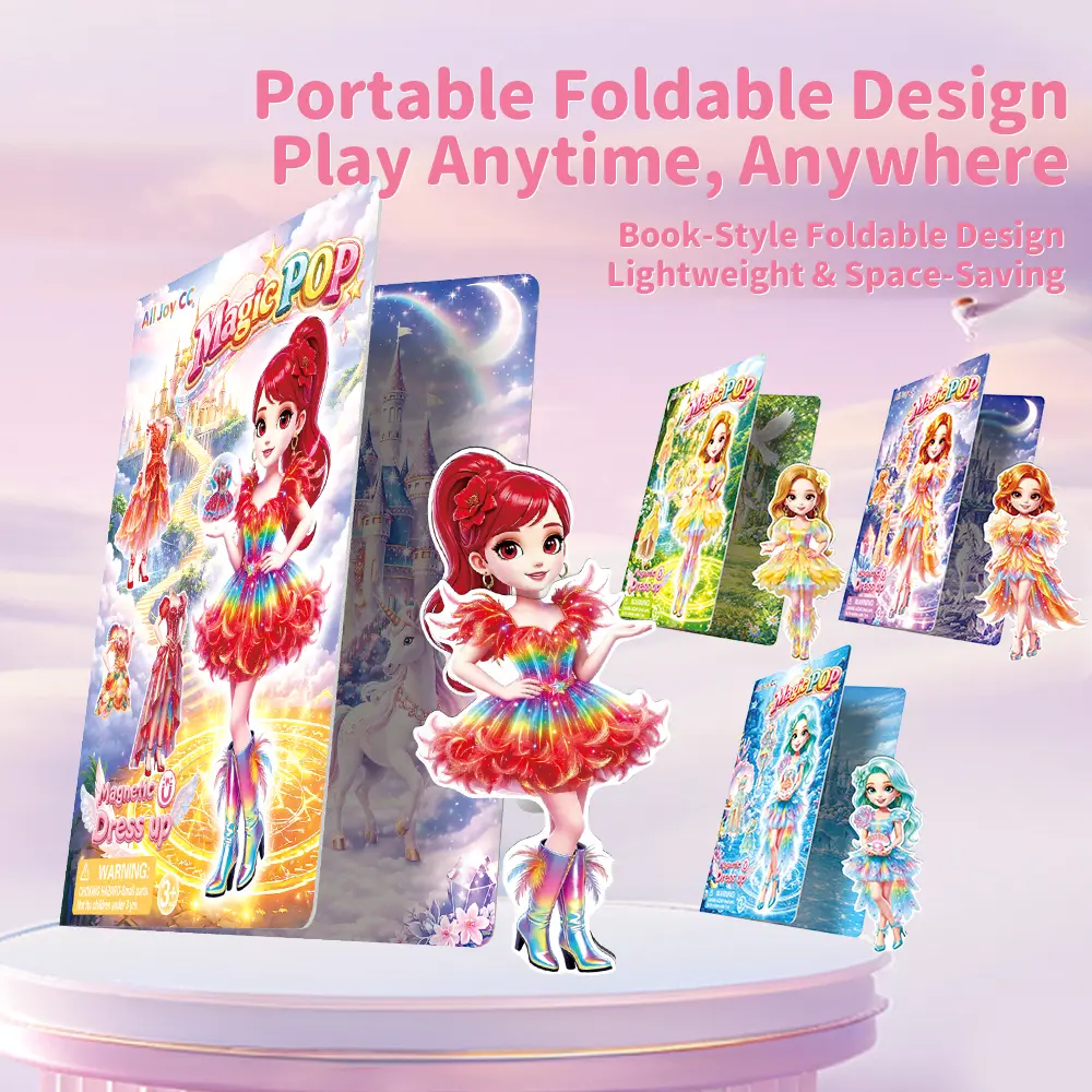 Book-Style Magnetic Paper Doll Set with Elegant Cover, Double-Page Scene, Mix-and-Match Dress-Up Toy for Role-Playing Abilities, Fosters Social Skills, Birthday Gift for Girls (Family Gatherings Use)