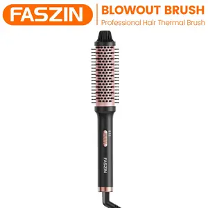 Faszin Ionic Heated Brush - 1.5 in Ceramic Coated, Fast Heat-Up, 2 Temperature Settings, 1-Hand Operation, Straightening & Frizz-Free Results, 100-230V Universal Voltage, Beauty Hair Tool