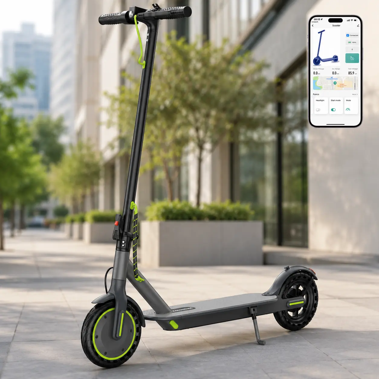 Aovowheel Y08 Unisex Adults Foldable E-Scooter - 350W Motor, 23Mi Range, APP Control, Charge & Endurance Focused Urban Commuter Scooter, Two Wheel Drive Scooters