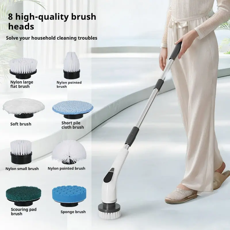 Cordless Waterproof Electric Spin Scrubber, Household Power Cleaning Brush for Bathroom Tile, Tub, Shower