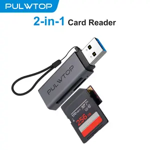 PULWTOP USB 3.0 Micro SD Card Reader, 2-in-1 USB A Card Reader, for SD SDHC SDXC MicroSD Compatible with Windows and Mac OS.