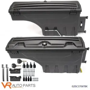 G-PLUS Lockable Toolbox Storage Box Set, ABS Plastic Construction, Lock System, M8 Bolts Included, Fit For 2002-18 DODGE RAM 1500 2500 3500 Truck Bed Stowing & Tidying Accessory Tool Holder Tool Organizer