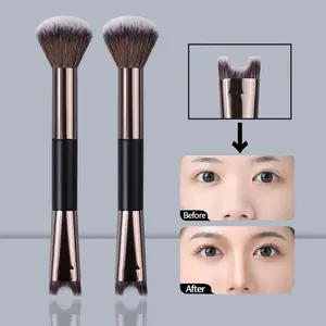 1/2PCS New soft double-headed makeup brush, makeup blending brush, blush brush, loose powder brush, contouring brush, U-shaped nose shadow brush, multi-functional portable professional beauty tool, Soft Makeup Brushes
