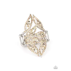 Fiery Foliage - Brown Rhinestone Silver Ring - Paparazzi