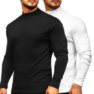 1/2 Pack Men's Turtleneck Long Sleeve Tee,Men Basic Plain Undershirt,Thermal T-Shirt Pullover Tops,Men Underwear For Indoor Outdoor