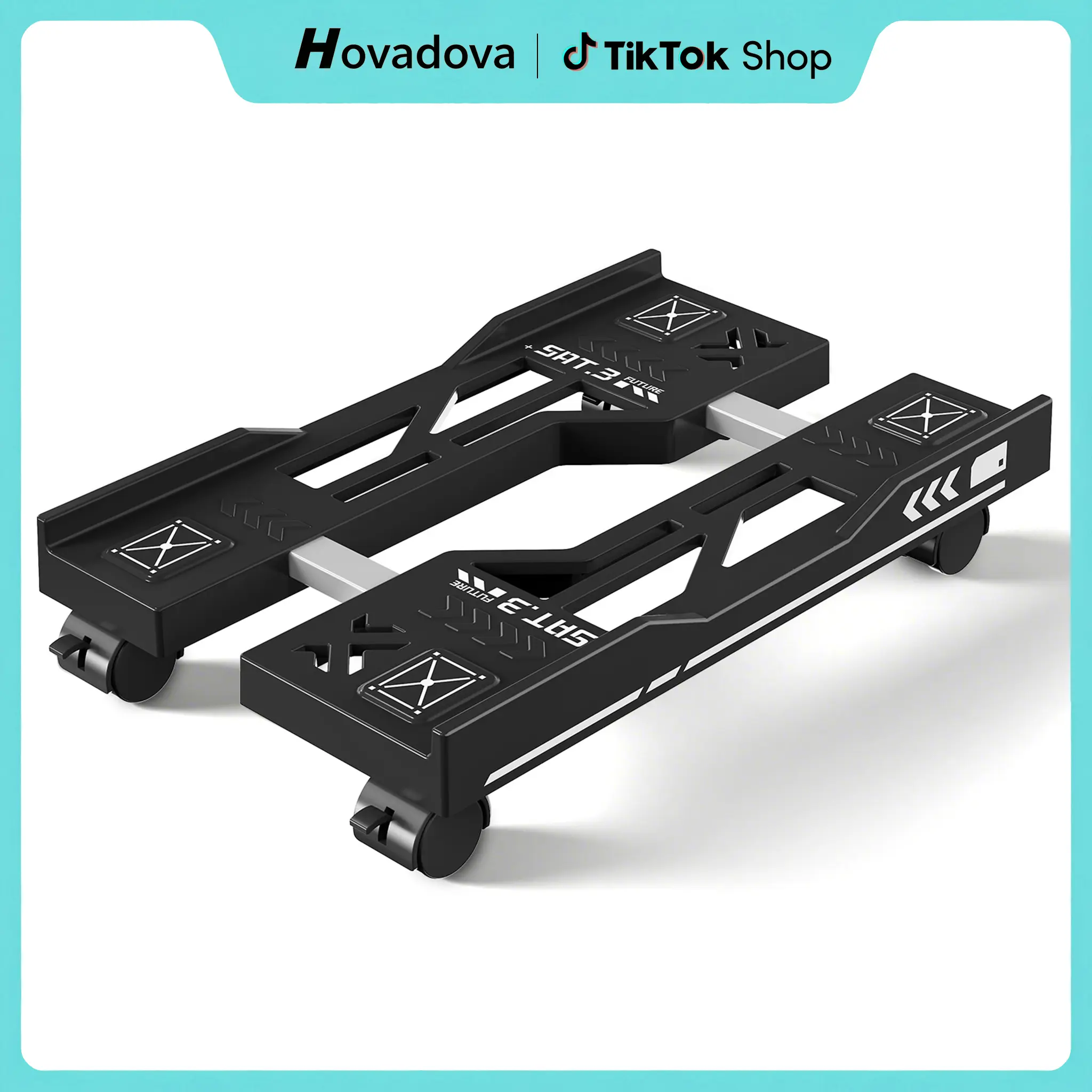 Adjustable Plastic CPU Stand with 4 Locking Wheels - Computer Riser, Desktop Stand, Clip-On PC Accessory, Under Desk Floor Holder, Ventilated Base, 66 Lbs Support, Fits 11.41 In Wide PC Towers