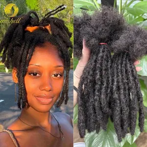 Dreadlock Extensions Human Hair 8 Inch 0.6cm Thickness Locs Inter Extensions for Women Men Kids Full Handmade Permanent Locs