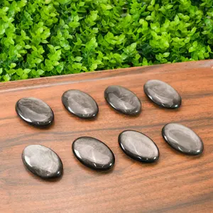 Silver Obsidian Palm Stone | Healing Crystal for Protection & Grounding