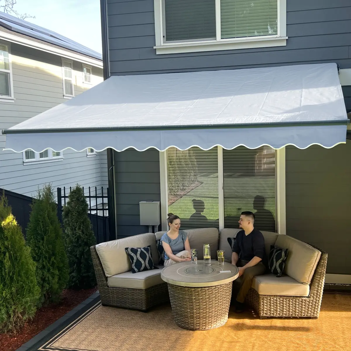 ALEKO ABM10X8LGREY046-UNB 10 x 8 ft. Motorized Retractable Canopy Home Patio Awning, Silver Gray