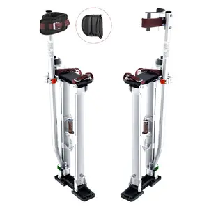 VEVOR Drywall Stilts, 24''-40'' Adjustable Aluminum Tool Stilts with Protective Knee Pads, Durable and Non-slip Work Stilts for Sheetrock Painting, Walking, Taping, Silver