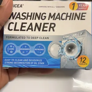 AGICEA Washing Machine Cleaner Descaler 12 Pack - Deep Cleaning Tablets For HE Front Loader & Top Load Washer, Septic Safe Eco-Friendly Deodorizer, Clean Inside Drum And Laundry Tub Seal - 12 Month Supply  Multifunction Strong Deodorization