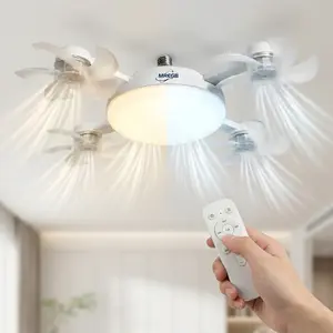 MREGB 2026 New E27 Socket Ceiling Fan Light - 2-in-1 Silent LED Fan with Remote Control, Energy-Saving Cooling & Lighting Combo for Home Bedroom